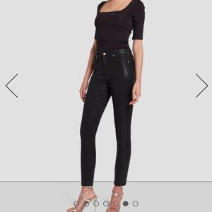 7 For All Mankind b(air) 27 Coated High Waist Ankle Skinny Black